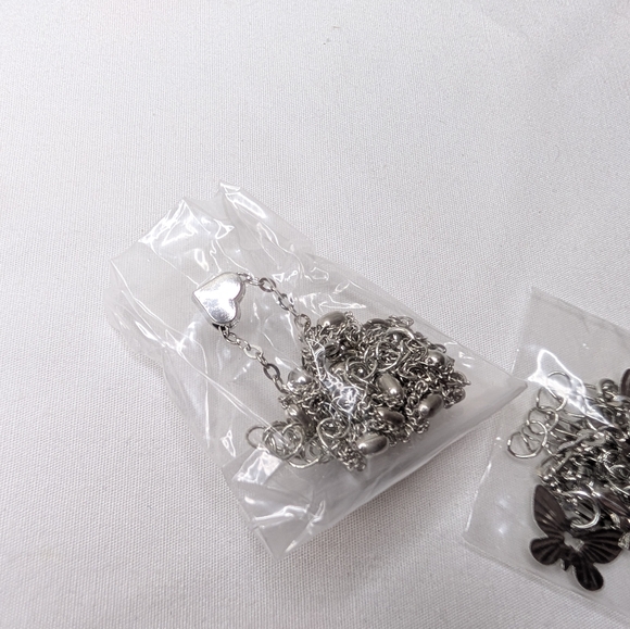 Six Pairs Silver Toned Charm Necklaces NEW - Picture 4 of 7